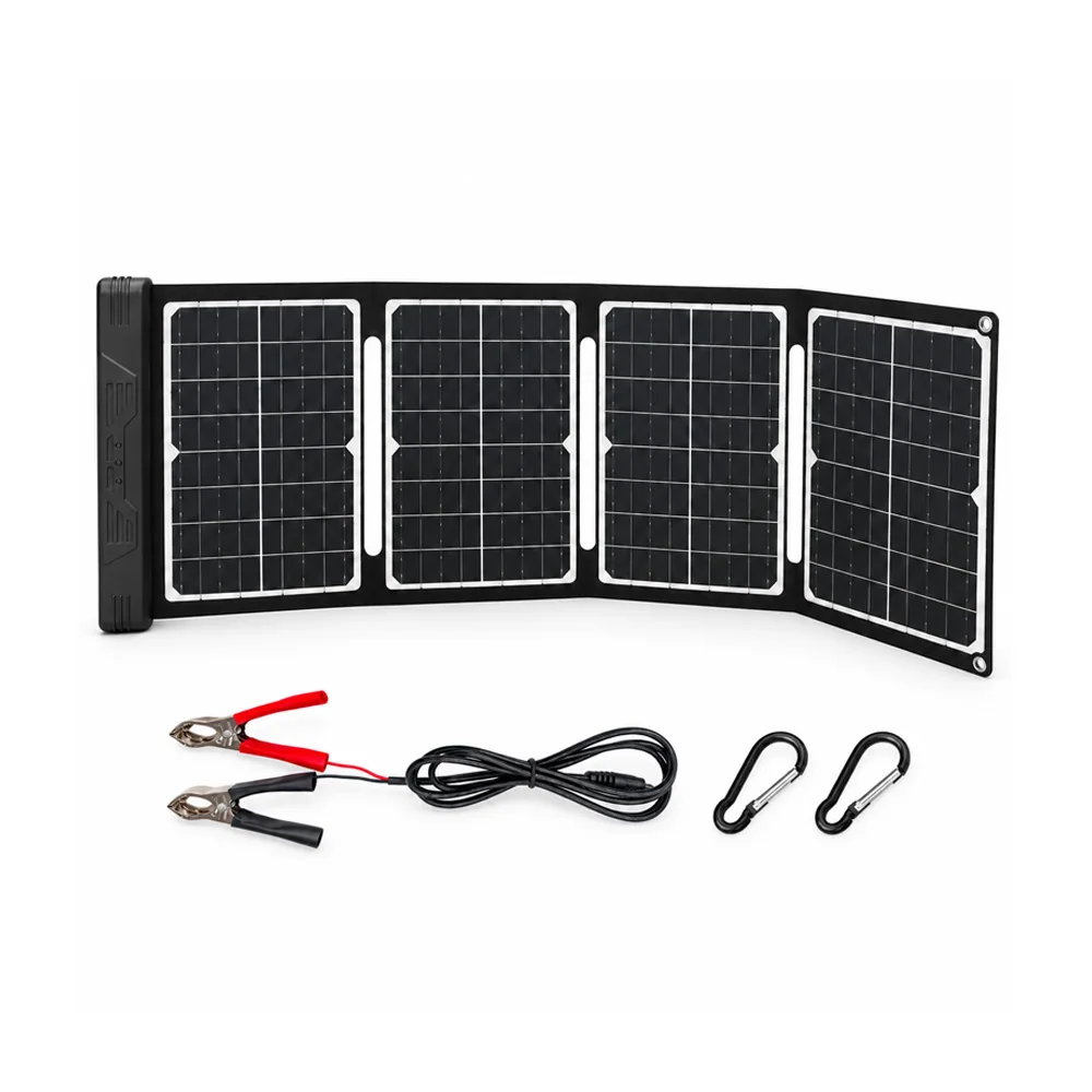 2-in-1 Solar Controller Panel, 40W High-powerd Foldable Solar Charger with Built-in Controller,  for RVs, Camping, Hiking, Power Station Charging, Compatible with Lithium & Lead-Acid Battery