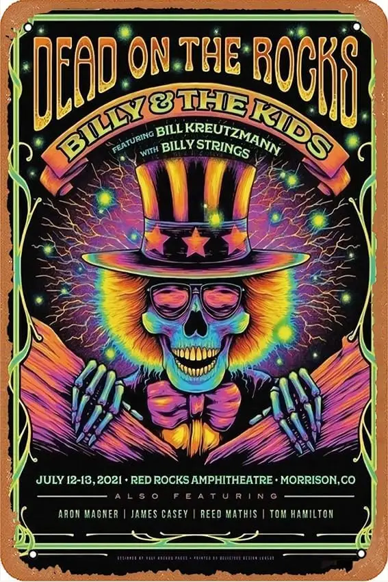 Billy Strings/Billy and The Kids/Bill Kreutzmann Morrison 2021 (Black Velvet Edition) Concert Posters Vintage Metal Tin Sig sign