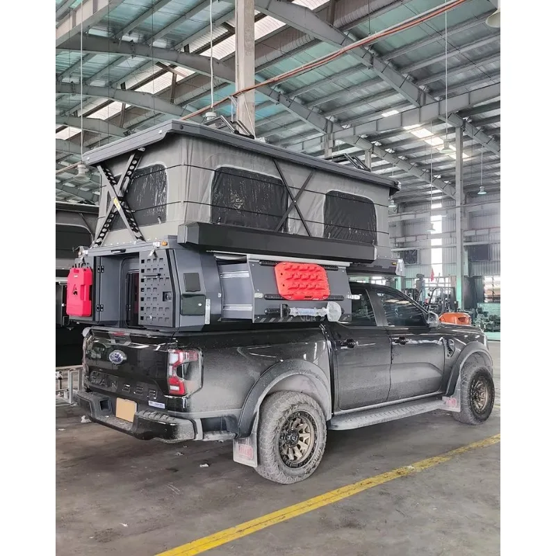 شريحة منبثقة قابلة للتخصيص في شاحنة مقطورة تخييم لاقط Rv المظلة المعسكر هارد شل الألومنيوم المنبثقة شاحنة توبر #3