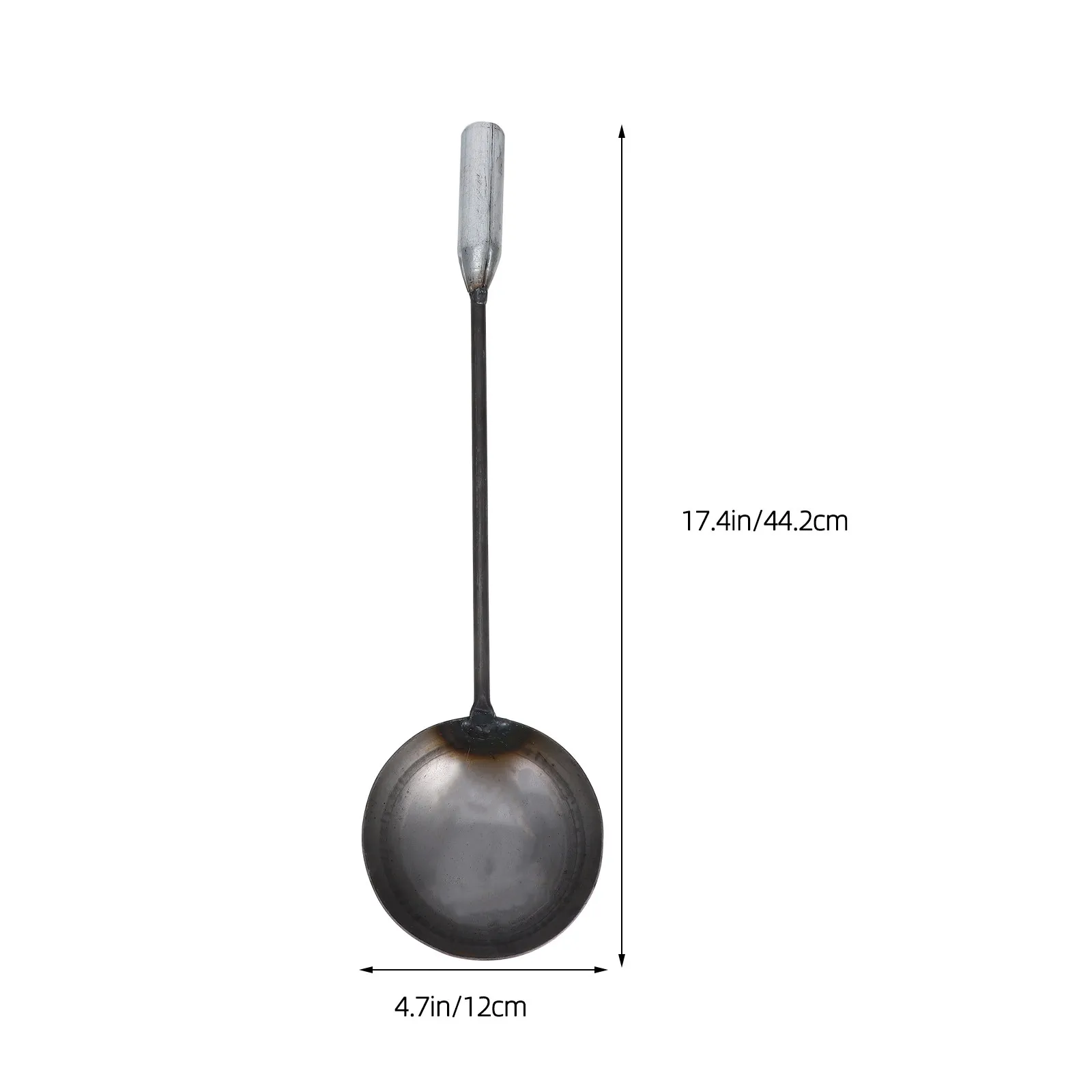 Iron Wok Ladle Long Handle Serving Spoon Cooking Utensils Set Soup Ladle Gravy Spoon for Home Hotel School Kitchen Restaurant