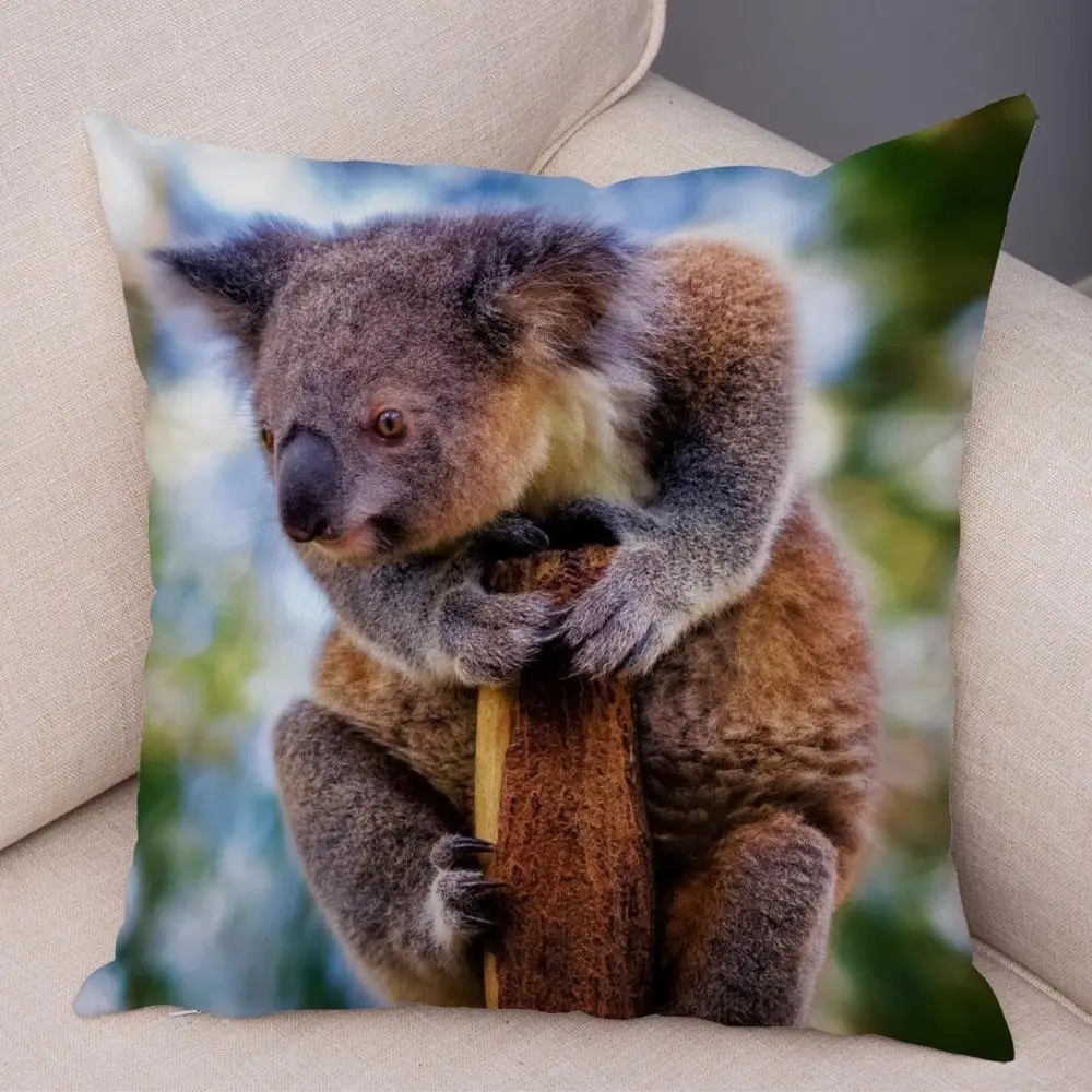 Bedroom Living Room Decor Pillowcase Cute Australian Koala Cushion Cover Wildlife Pattern Print