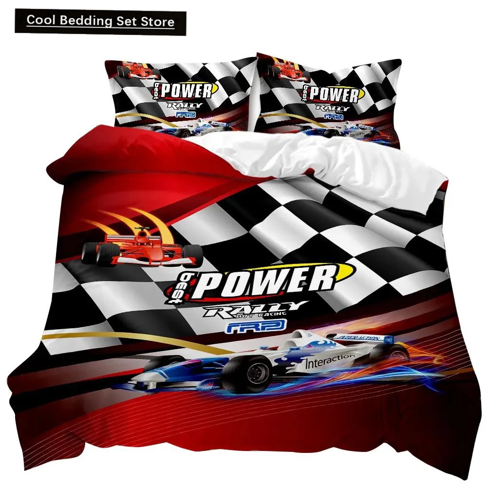 

Racing Duvet Cover Dirt Bike Twin Size Race Car Competition Extreme Sports Comforter Cover Men Automobile Polyester Qulit Cover