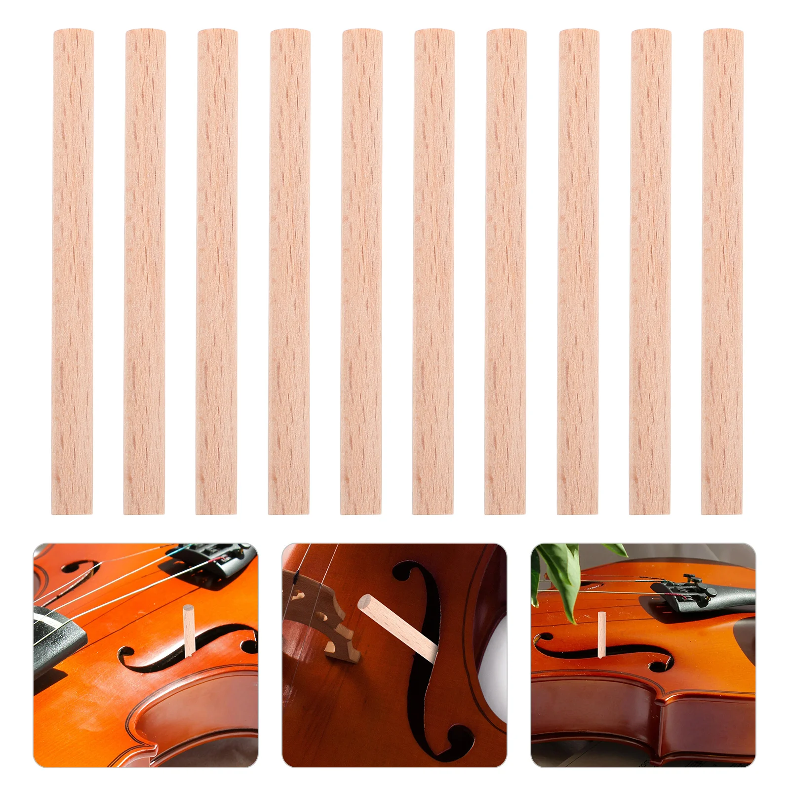 

10pcs Violin Sound Posts Spruce Wood Pure Sound Resonance Stable Accessories For Music Schools Teaching Beginners Durable Solid
