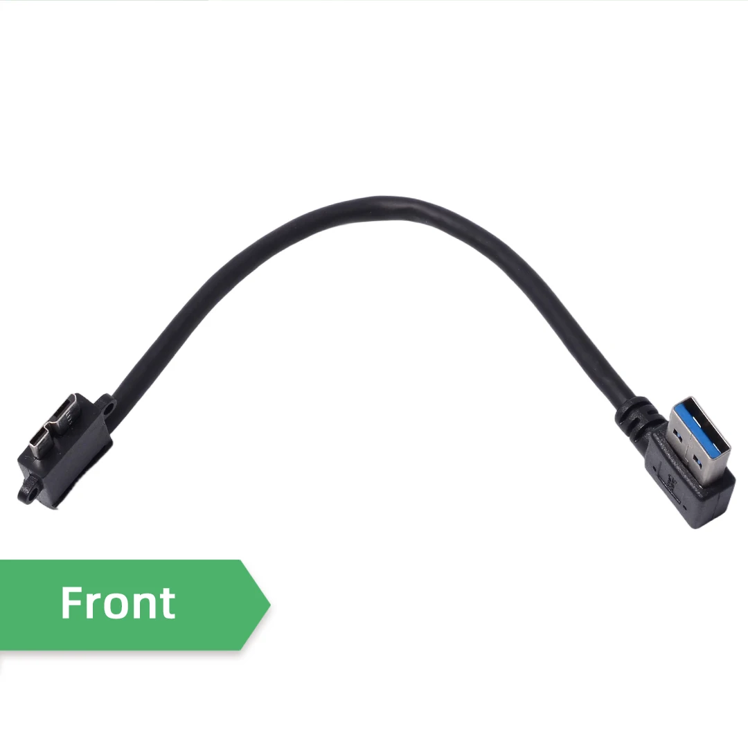 ADT-Link A Male to Micro B Male USB 3.0 Double Elbow Extension Cable Left & Right Angled 90 Degree 26/28AWG Standard 10Pin Cable