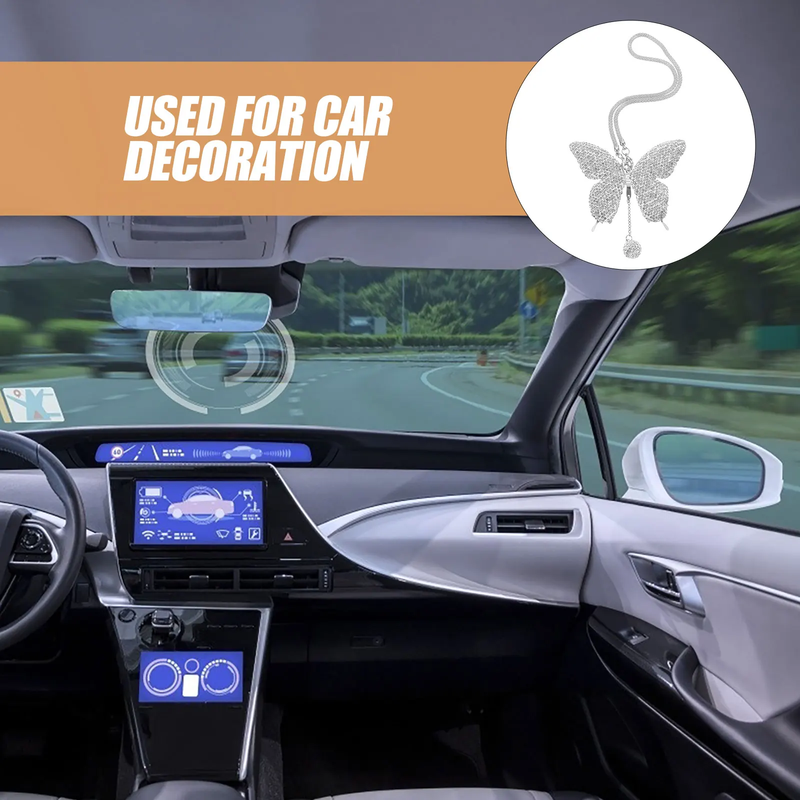 

Butterfly Pendant Car Decor Decorations Ornaments Rhinestones Adorable Hanging Accessory