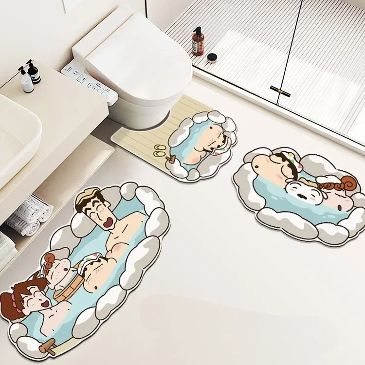 

New Cartoon Crayon Shin-chan Bathroom Absorbent Floor Mat Diatom Mud Toilet Toilet Floor Mat Toilet Sink Set Jewelry