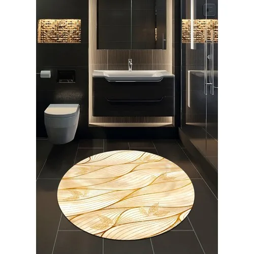 Ardizayn Ocean Series-Gold 120x120 cm. Anti-Slip, Not Peel Leather Outsole Round Bath Mat