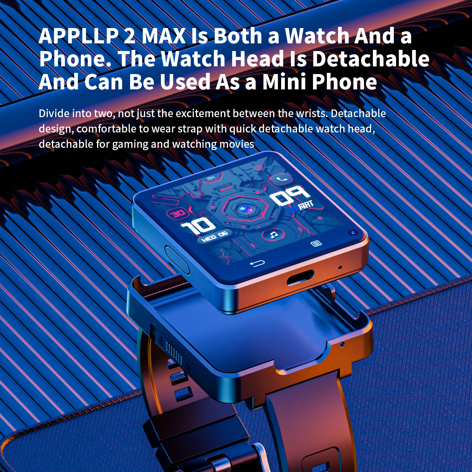 LOKMAT APPLLP 2 MAX Dual Camera Android 11 Watch Phone Wifi Videos Calls Smart Watch 4G Network Detachable Strap Mini Phone with Type-C Charging Port