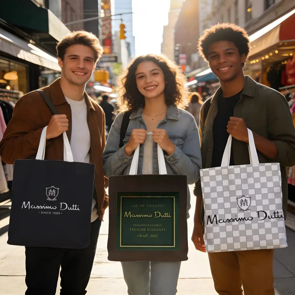 Bolsas de almacenamiento de doble cara, grandes, lavables, unisex, reutilizables, para compras en el mercado, escuela, uso diario, M-Massimo Dutti Man