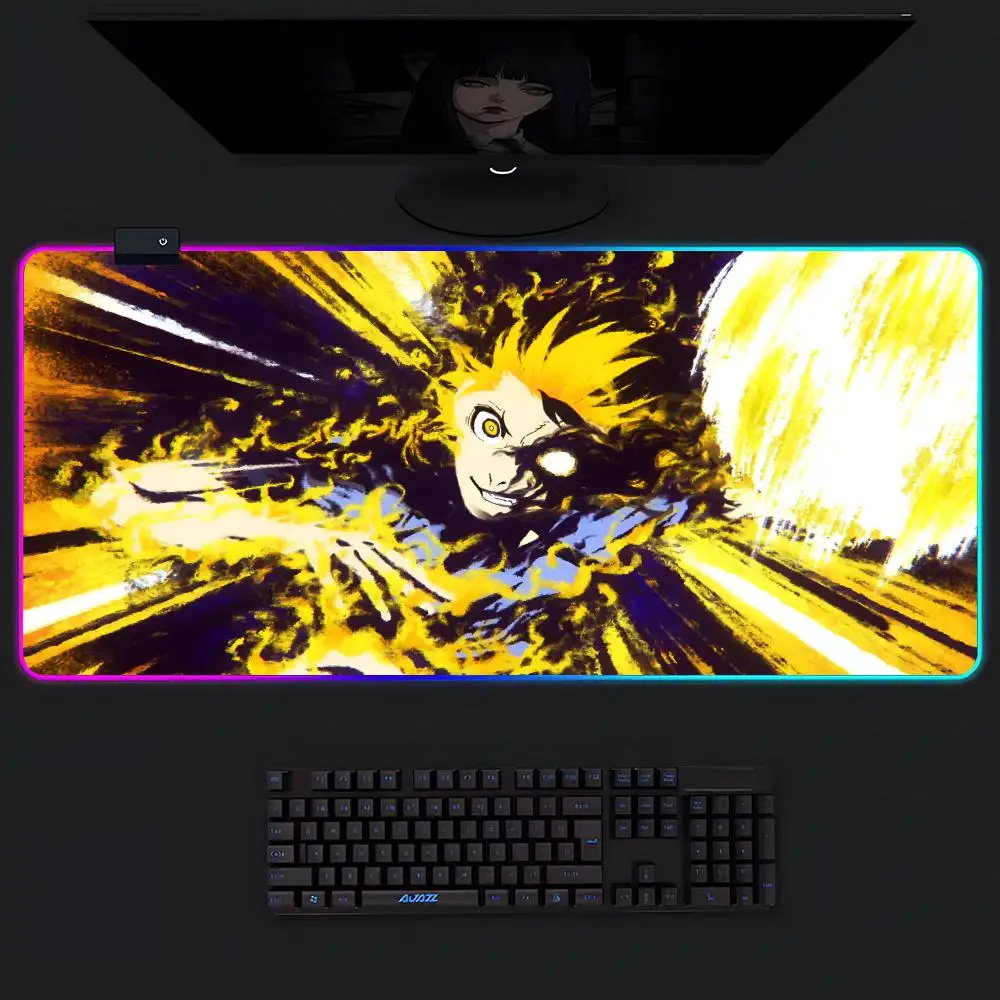 Hot Anime Blue Lock Mouse Pad Gamer Luminescence Led Mouse Pad Gaming Table Rgb Deskmat Keyboard Pc Mousepad