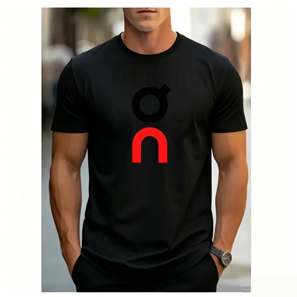 2026 Summer Fashion Versatile Men's Loose Casual Solid Color T-shirt Creative Letter Printing Simple Short Sleeved T-shirt Top