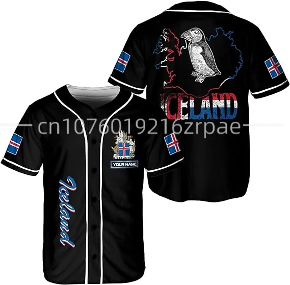 2024 Summer New Customized Iceland Baseball Jersey 3D Printed Men\'s and Women\'s Casual Fashion Street Baseball Shirt