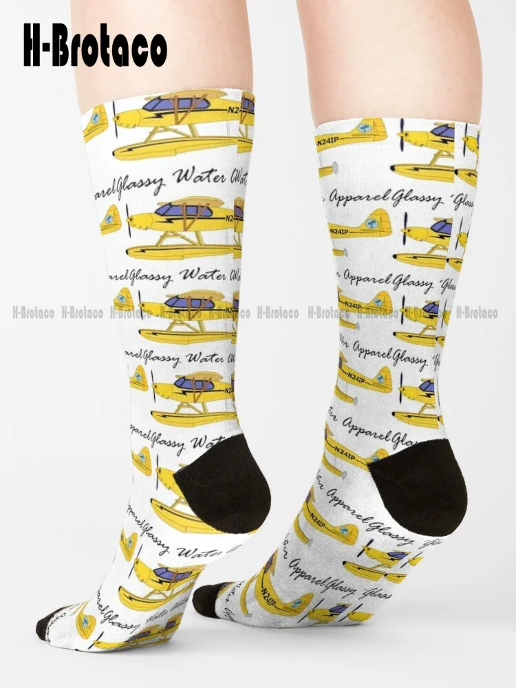 

Piper Cub On Floats "Glassy Water Apparel" Socks Womens Socks Crew Comfortable Best Girls Sports Custom Gift Retro Gd Hip Hop