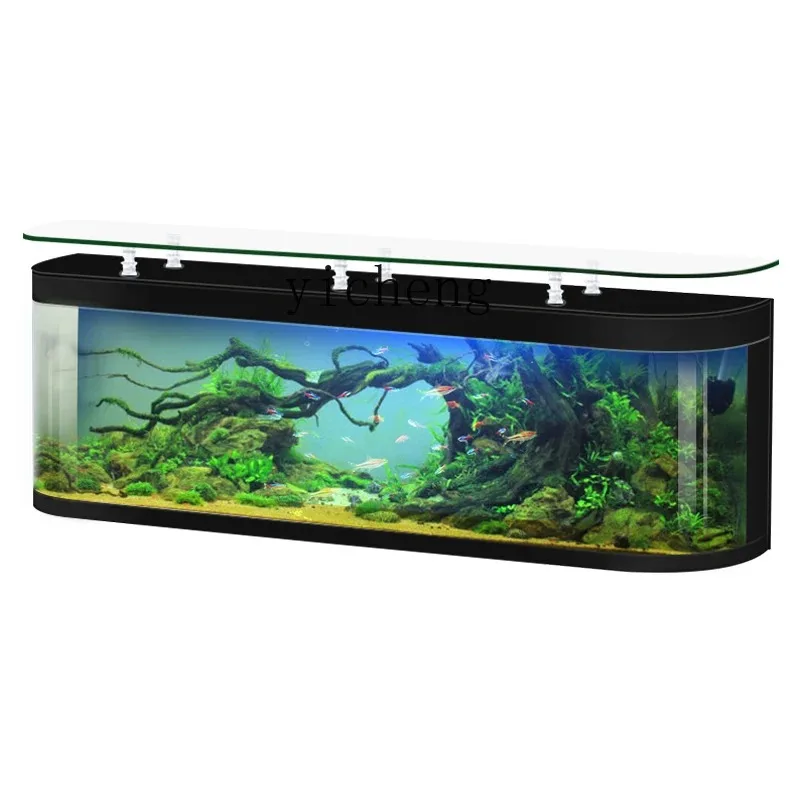 ZC TV Cabinet Fish Tank Integrated Living Room 2023 New Large Household Coffee Table Floor Glass Ecological Aquarium