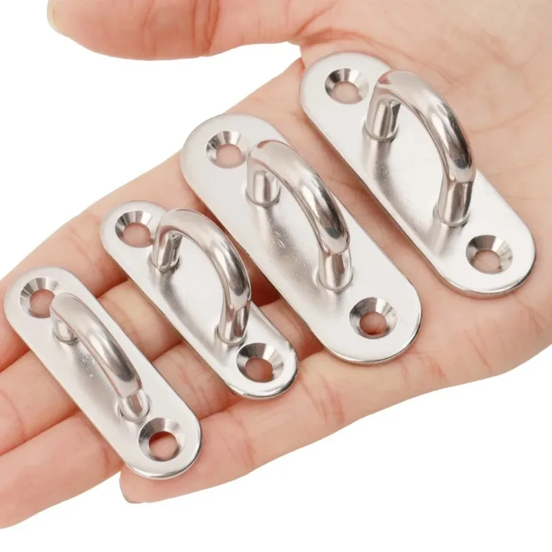 M5/M6 U Hanger Ring Stainless Steel Hook Eye Plate Heavy Duty Oblong Ceiling Hooks Pad Marine Hardware Hooks Home Garage 5-20pcs