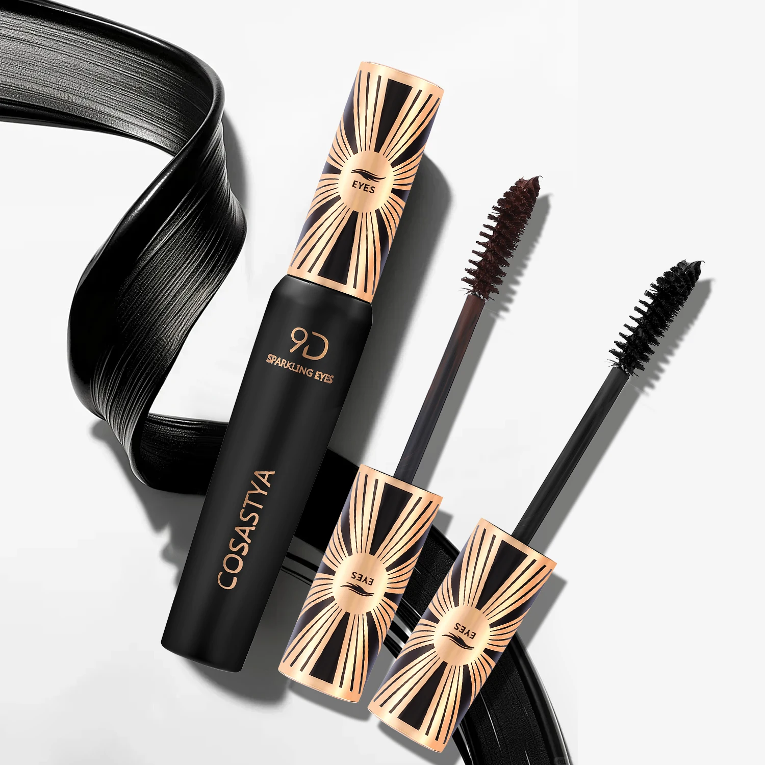 Máscara de pestañas COSASTYA 9D resistente al agua y al sudor, negra, volumen, rizo, duradera, a prueba de manchas, tamaño de viaje