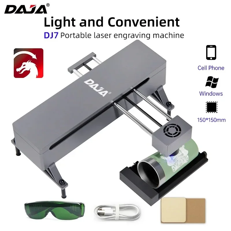 DAJA DJ7 Laser Engraver Machine Logo Maker Diy CNC Engraving Machine 5W Portable for Wood working Metal Logo Leather Bamboo