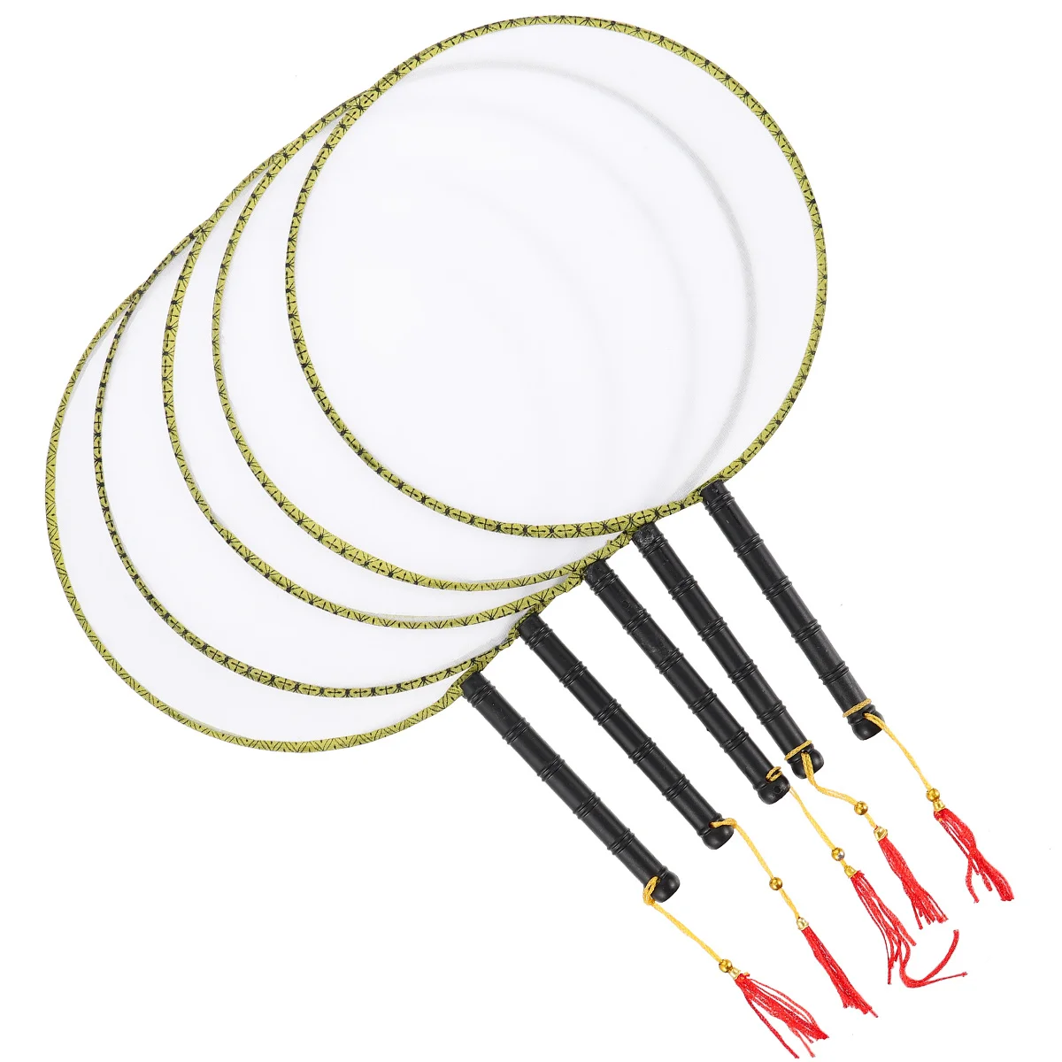 5 قطعة Diy بها بنفسك فارغة مراوح اليد المستديرة للأطفال اللوحة الحرفية قسط الخشب الحرير الكتابة على الجدران التعليمية الفن النشاط ديكور هدايا الحفلات