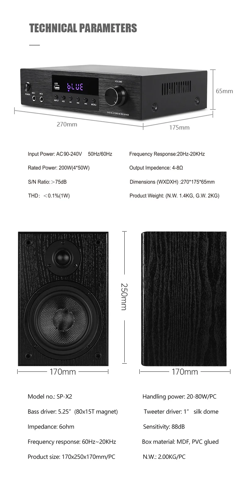 

Новый цифровой домашний усилитель мощностью 200 Вт RMS с LED-дисплеем для караоке-систем, из металла и алюминиевого сплава