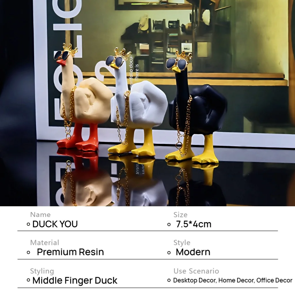 Украшение дома, забавная фигурка утки со средним пальцем из смолы для стола/офиса, креативные аксессуары для домашнего декора, предметы