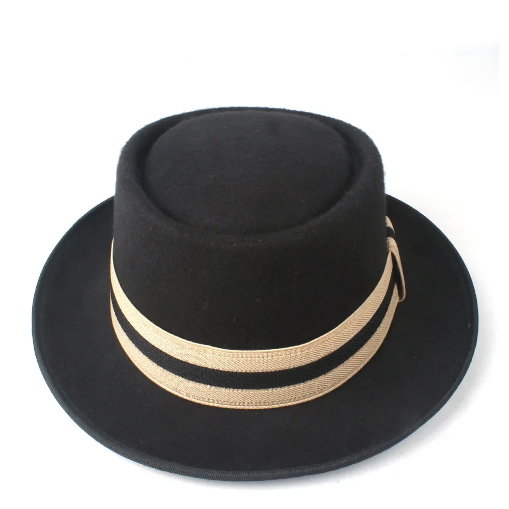 2 Size Men Women Pork Pie Fedora Hat For Lady Gentleman Outdoor Flat Jazz Hat