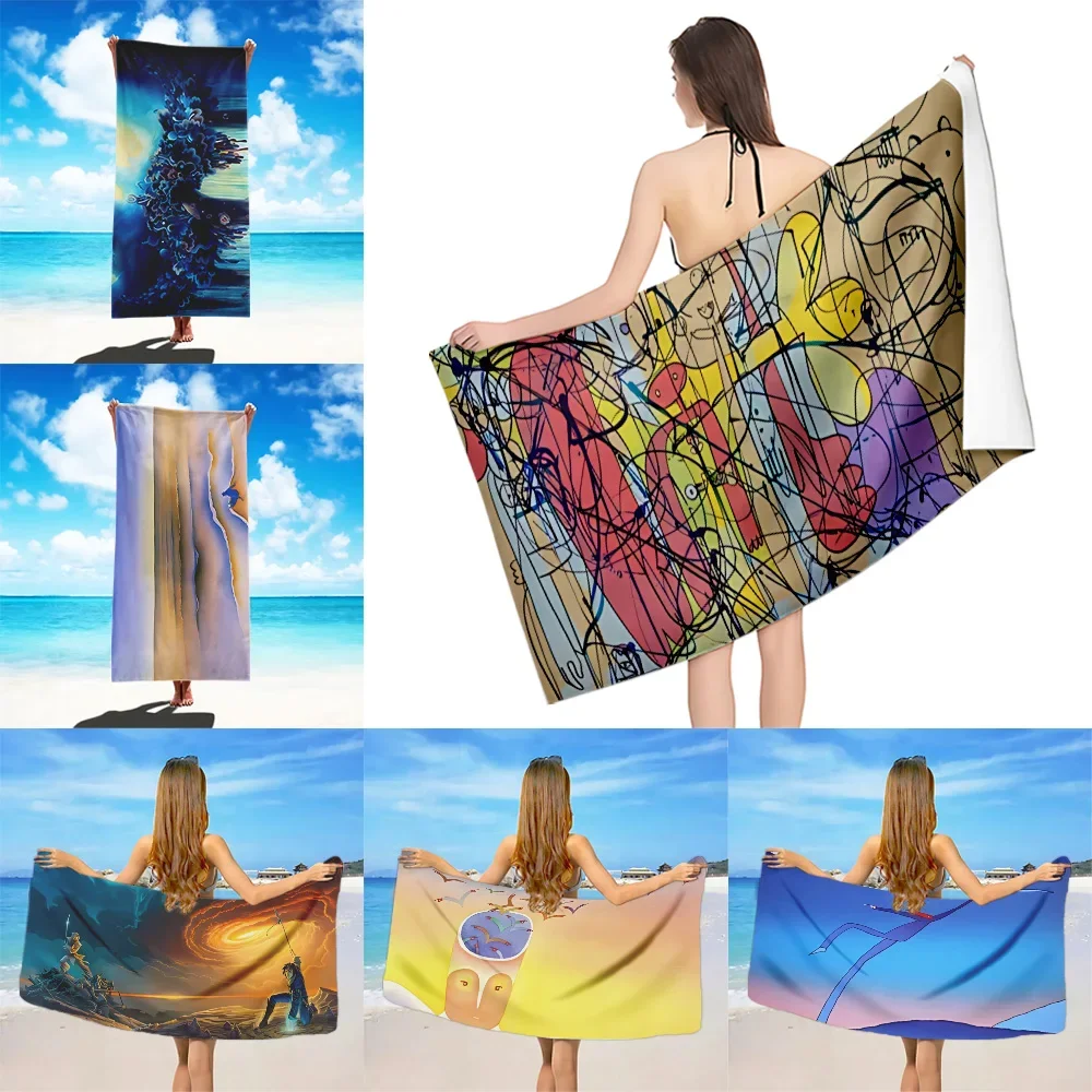 

Abstract Jean Michel Art Beach Towel Microfiber Sand Free Quick Dry Soft Sandproof Pool Towels Gift for Women Travel