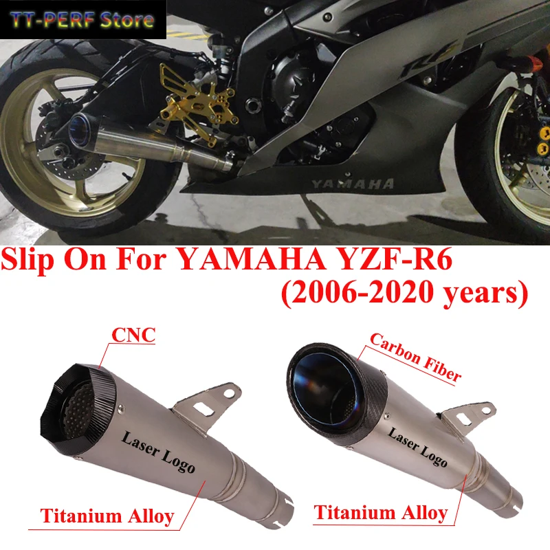 Titanium Alloy For YAMAHA YZF-R6 R6 2006 - 2020 Motorcycle GP Exhaust Systems Muffler Carbon Fiber Escape Modify Mid Link Pipe