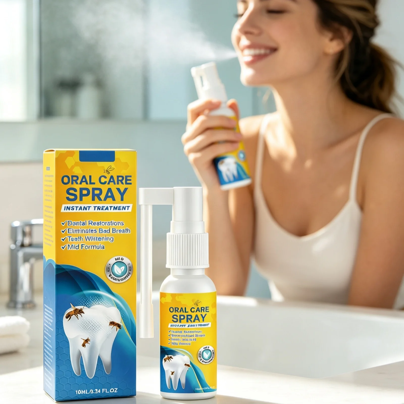 Oral Odor Spray Long-Lasting Breath Freshener Relieve Gums Discomfort Teeth Whitening Deeply Cleaning Portable Mouth Care Spray