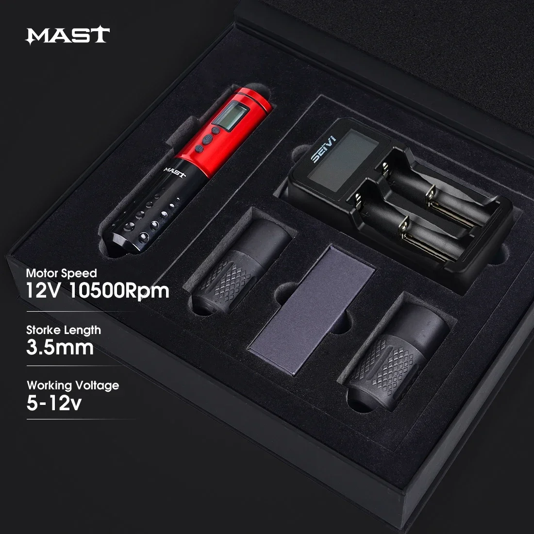 Mast Lancer Rotary Tattoo machine 3.5mm Stroke With LED Display Wireless Tattoo Batteries Pen Professional Makeup Gun