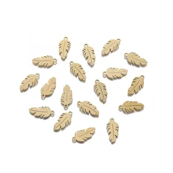 20pcs Stainless Steel Mini Feather Leaf Charms Metal Cutout Links Pendant For DIY Dangle Earrings Necklace Jewelry Making Craft