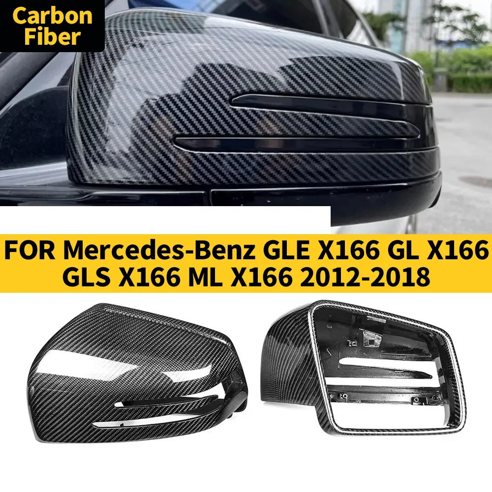

For Mercedes-Benz GLE GL GLS ML X166 2012-2018 Real Carbon Fiber Side Mirror Cover Shells Frame Replacement Case Protector