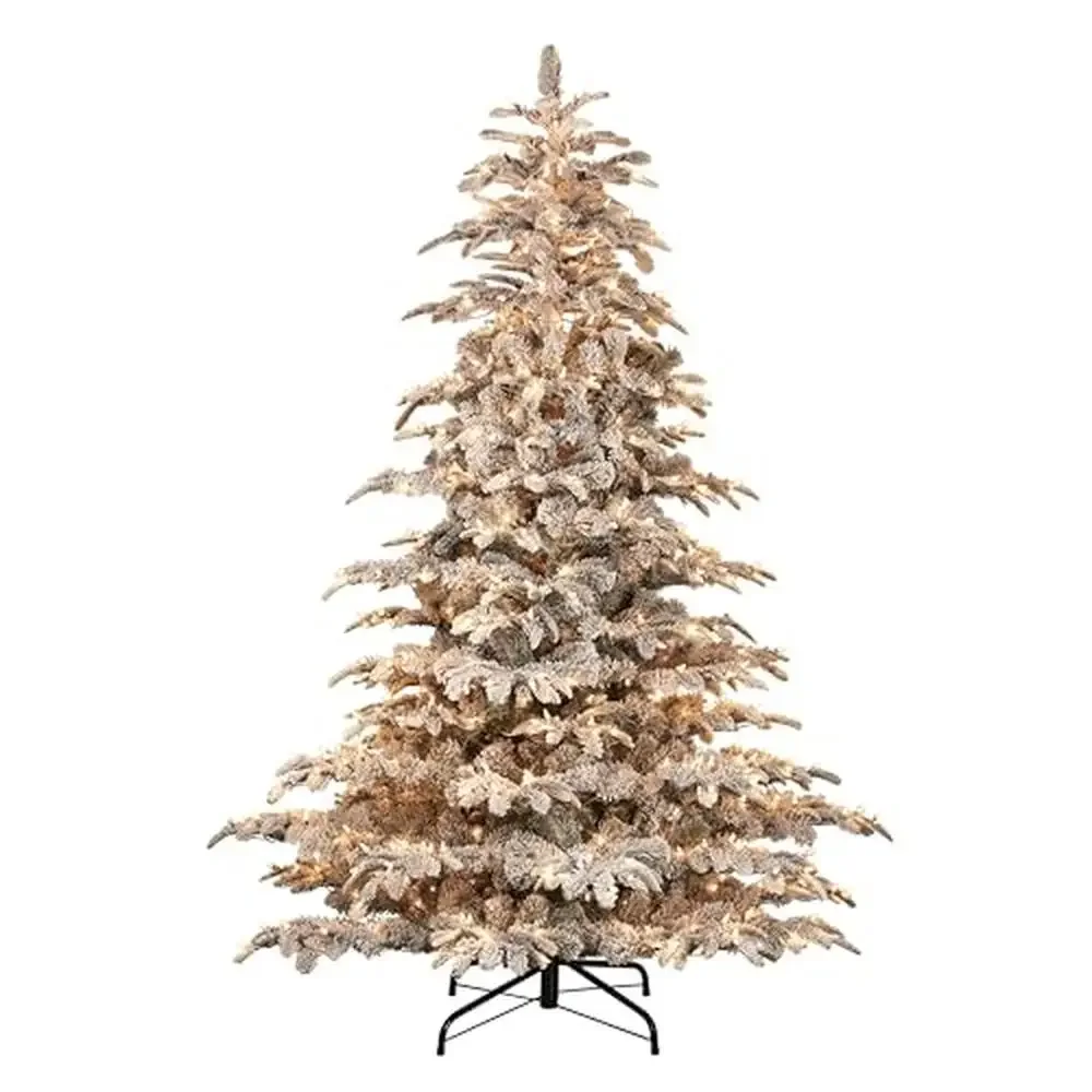 7.5ft Flocked Aspen Fir Artificial Christmas Tree 700 Clear Lights Easy Assembly Safe Alternative Nature's Beauty No Mess