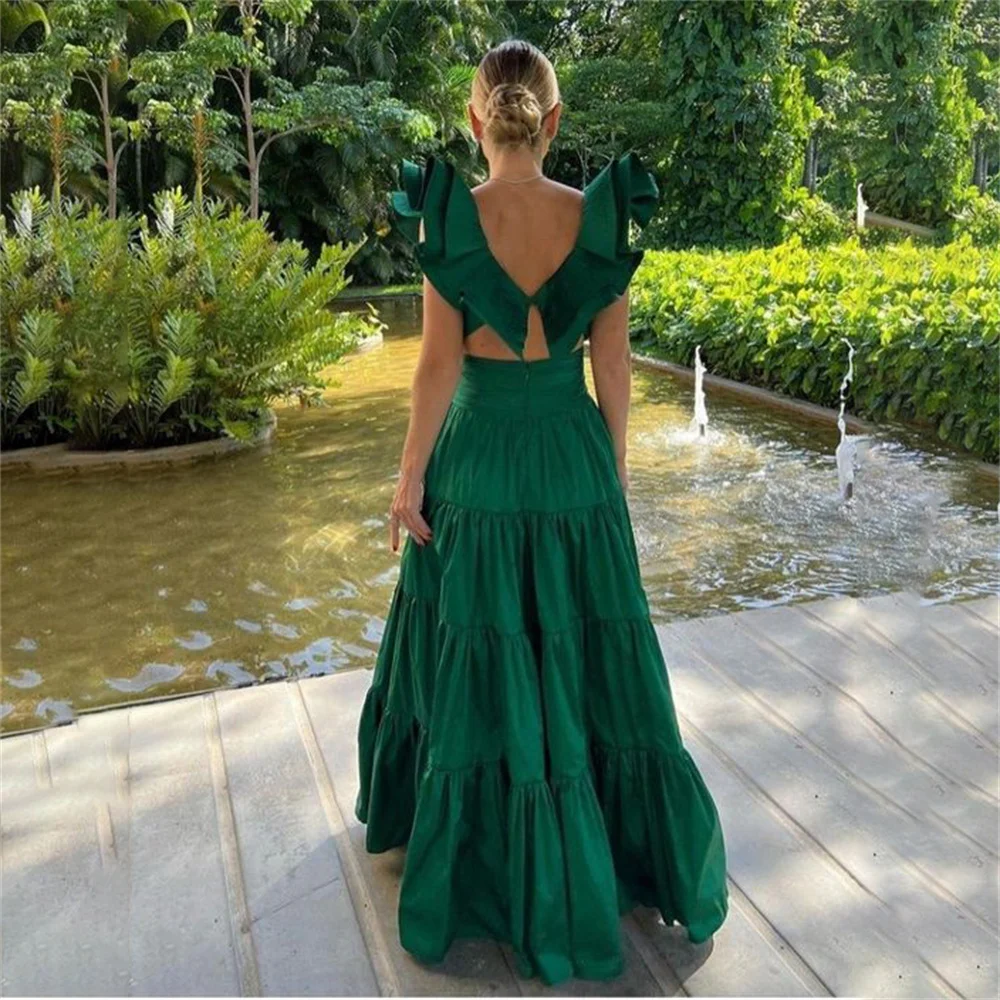 Lily Green Beach Special Occasion Dresses Spaghetti Strap Formal Gown Sweetheart Pleat Long Evening Dress for Woman Customized