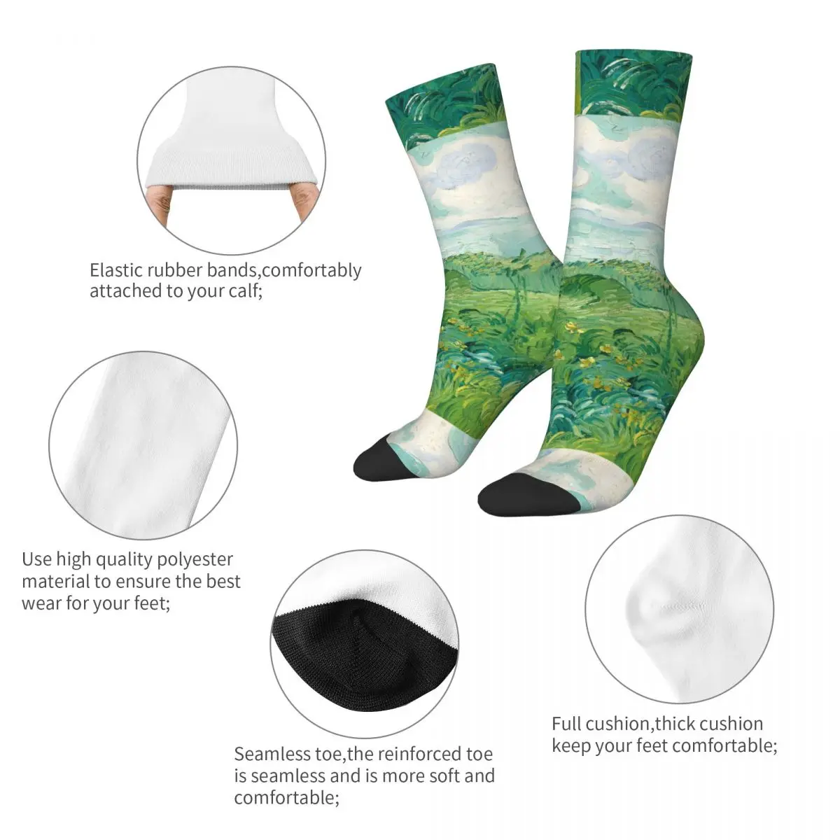 Van Gogh Socks grass Modern Stockings Men's Soft Breathable Skateboard Socks Winter Graphic Anti Skid Socks