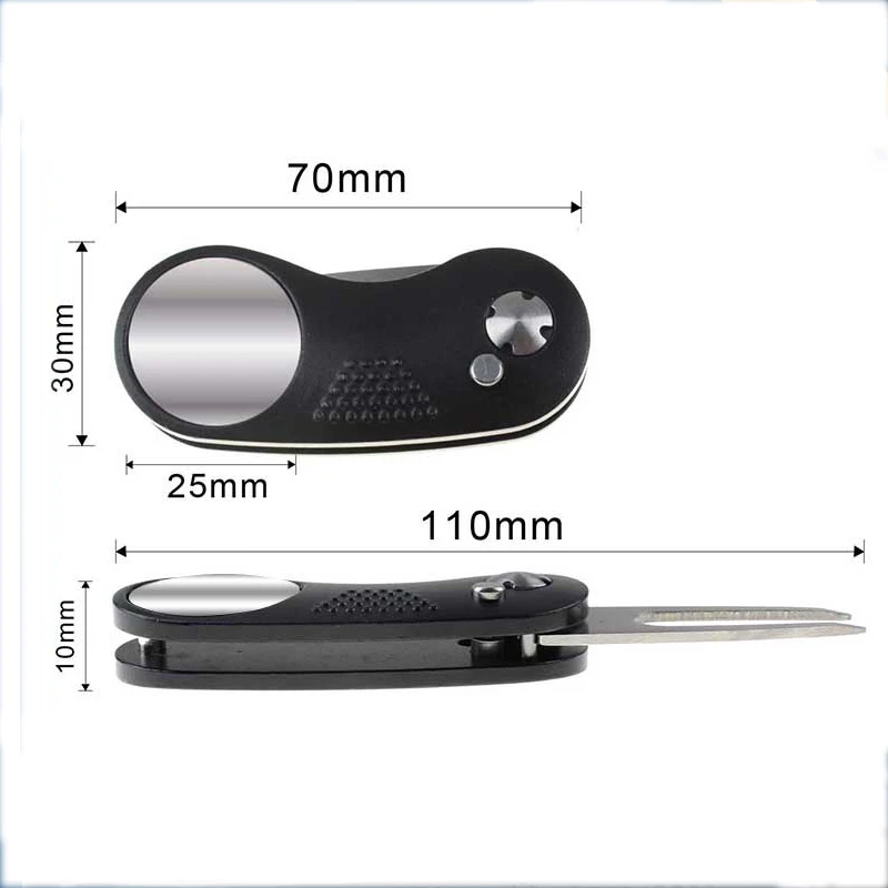 KOFULL Golf Divot Repair Tool Foldable with Pop Up Button & Magnetic Ball Marker Stainless Steel Switchblade Golf Supplies