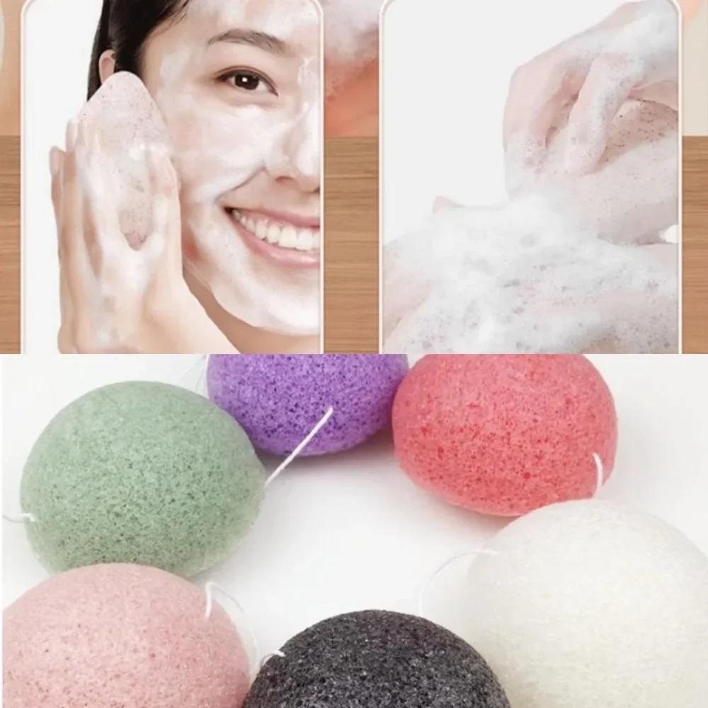 1Pc Puff Natural Cleanse Exfoliator Puff Face Cleaning Sponge Round Shape Konjac Face Washing Facial Tools Wholesale 2025