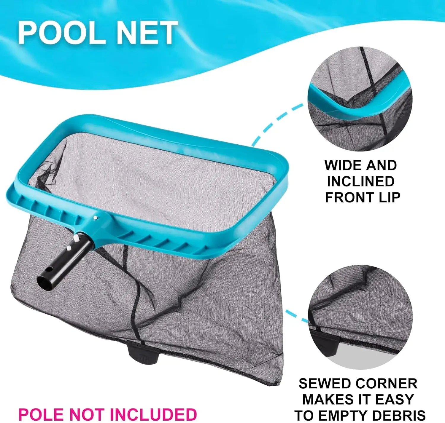 

Hot sale.Deluxe Swimming Pool Cleaning Kit Including 2 Brush Heads, 2 Pool Skimmer Nets(NO Pole)