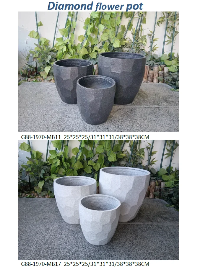 Handmade Geometric Figure Flower Pot Set of Three for for Garden Decoration Modern Light Grey Planter Powder Coated Acceptable