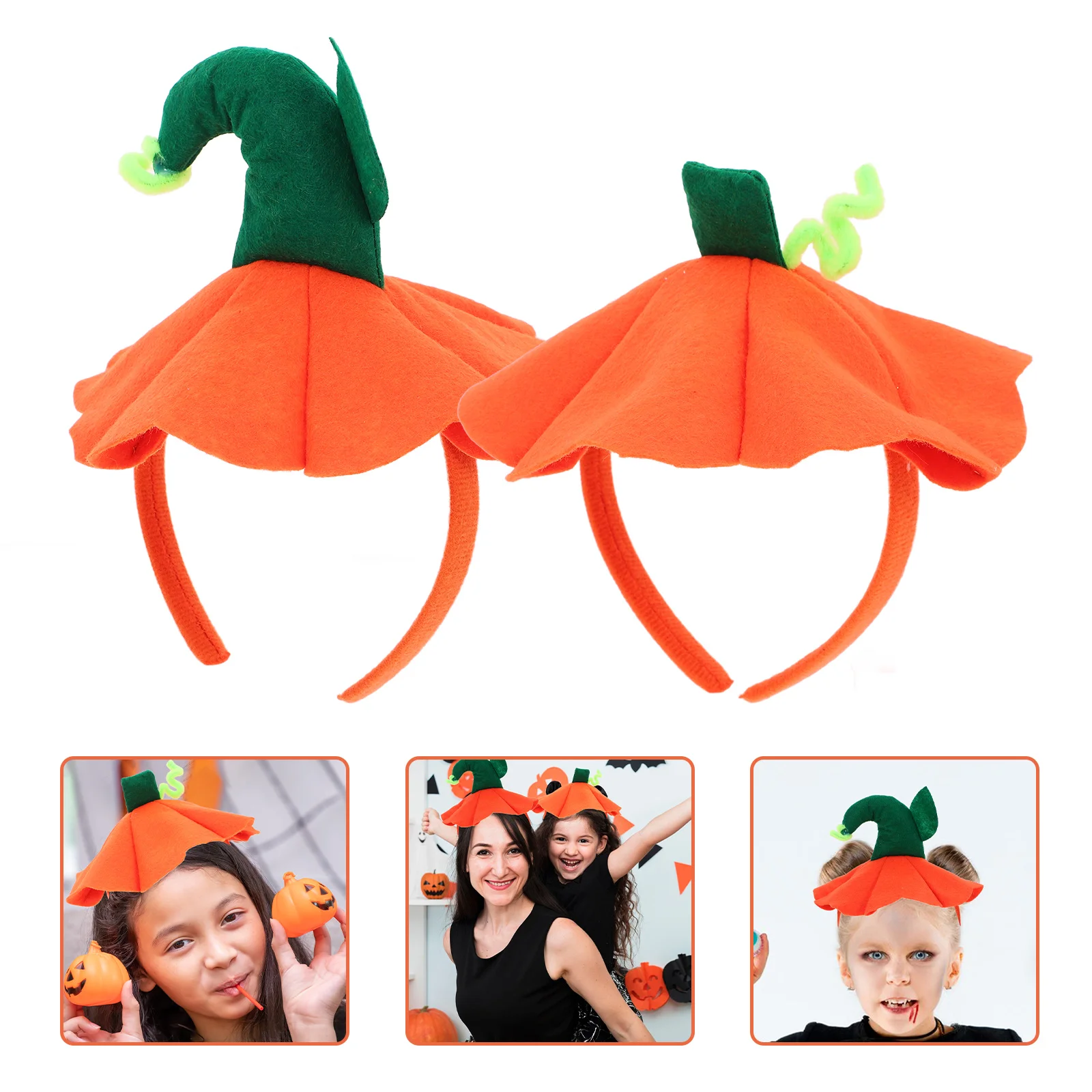 2 pçs halloween abóbora cabeça fivelas cabelo headwear trajes chapéu banda cosplay bandana roupas festa