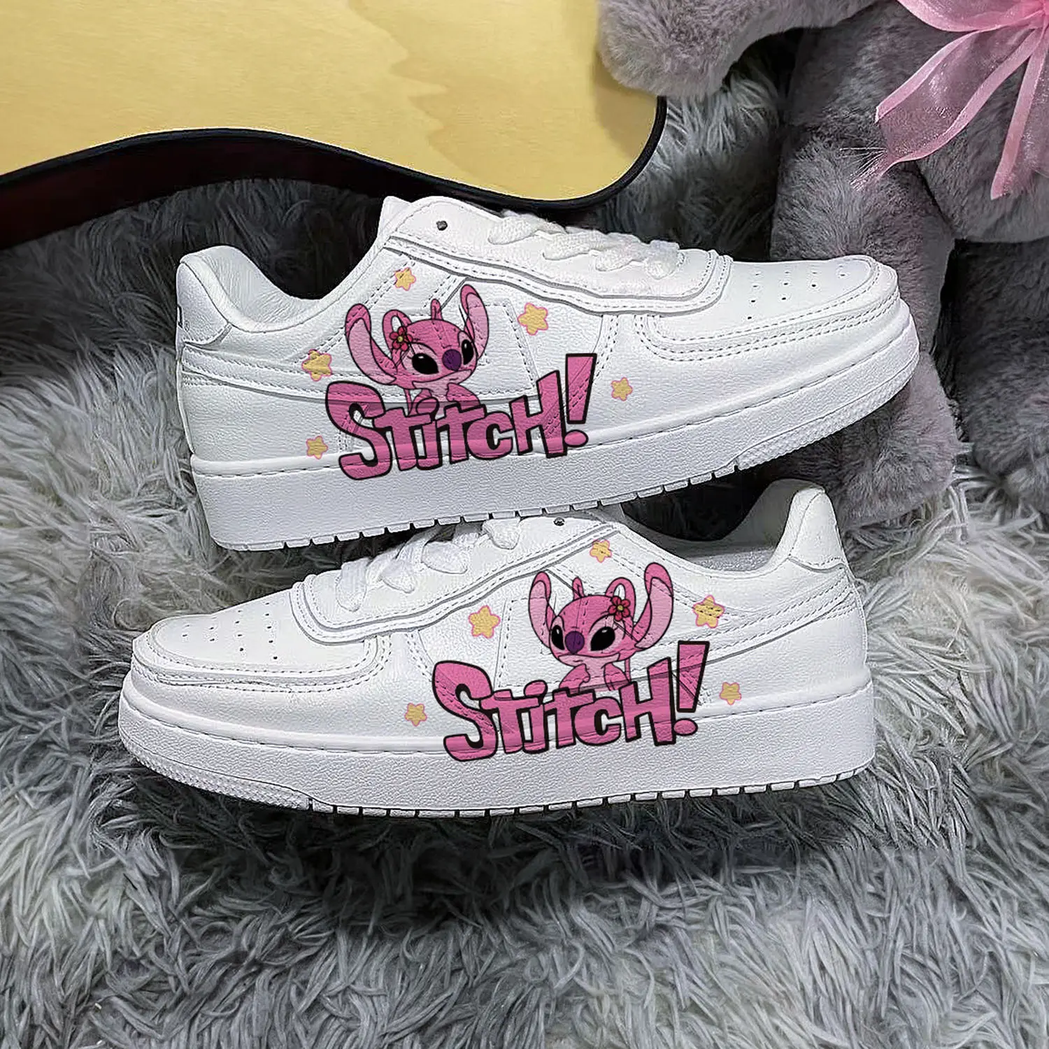 Disney Lilo & Stitch Sneakers Anime Stitch Basket Shoes Couple White Shoes Cartoon Adult Casual Shoes Tennis Shoes Size 35-44