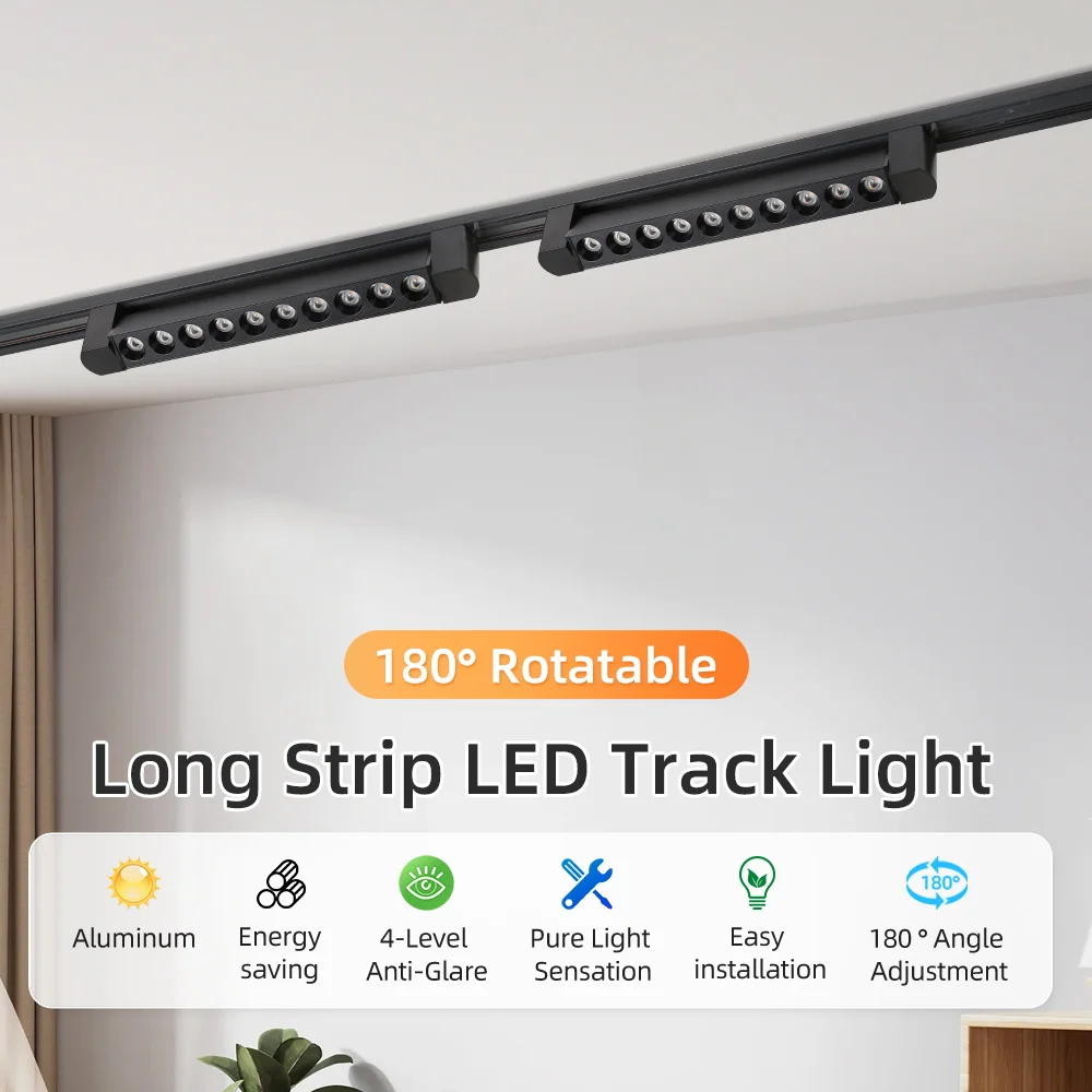 Track Light LED Spot 110V/220V Long Strip Rail Spotlights Shop Decor Hanging Lighting Living Room Kitchen Ceiling Track Lamp Set