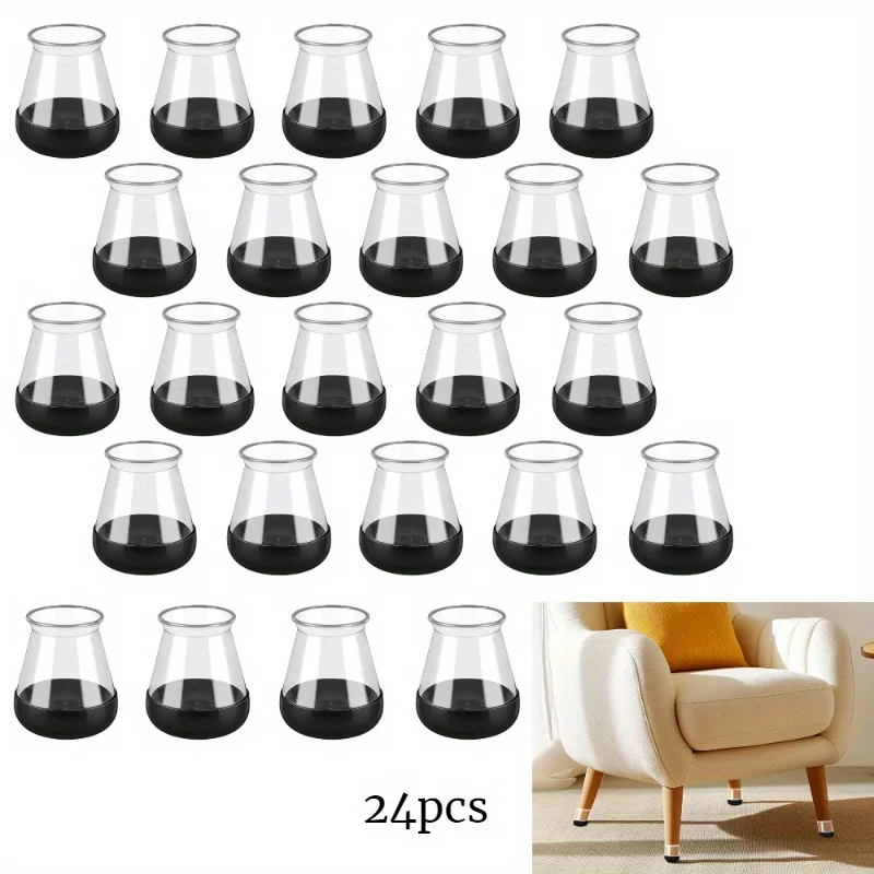 

24 шт. утолщенные износостойкие круглые защитные накладки на ножки стула, нескользящие войлочные накладки, чашки для ножек мебели, защитные накладки на деревянные полы