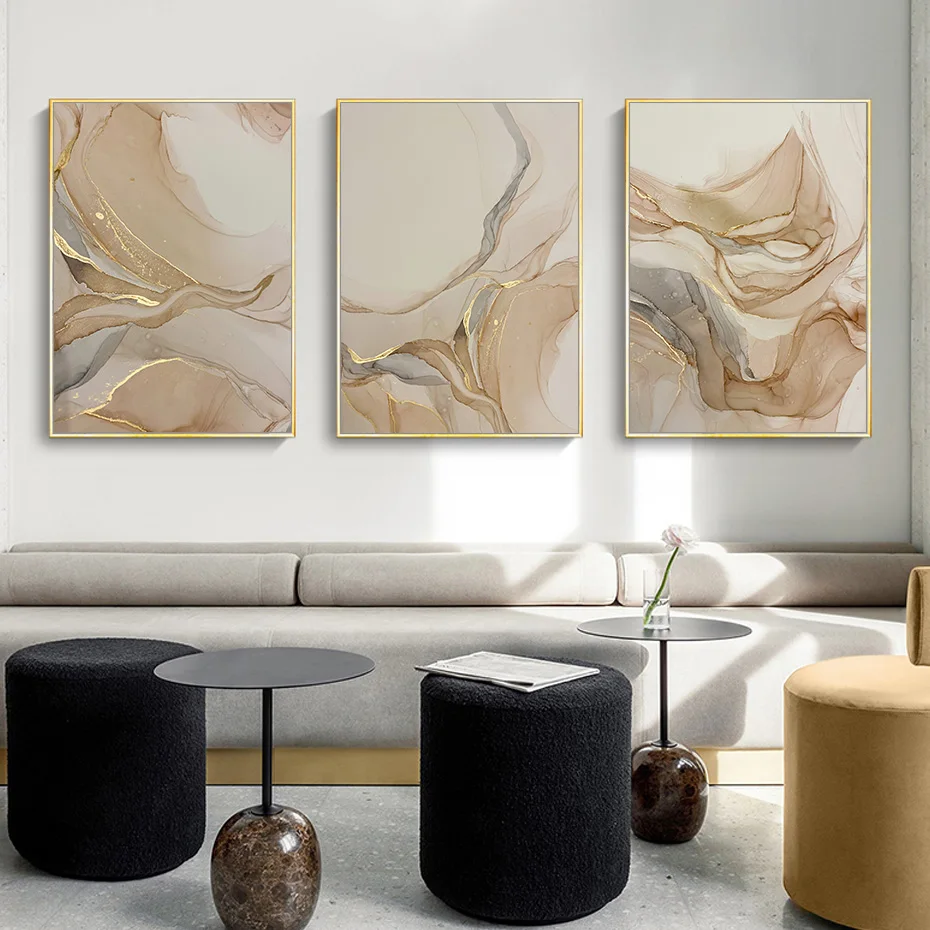 Gold Marble Texture Abstract Posters, Modern Luxury Wall Art Print, Canvas Painting, Pictures for Living Room, Interior Home Dec