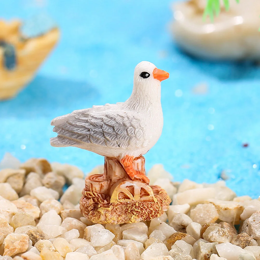 10 Pcs Desktop The Mediterranean Seagull Ornaments Resin Coastal Garden Statue Bird Sculpture