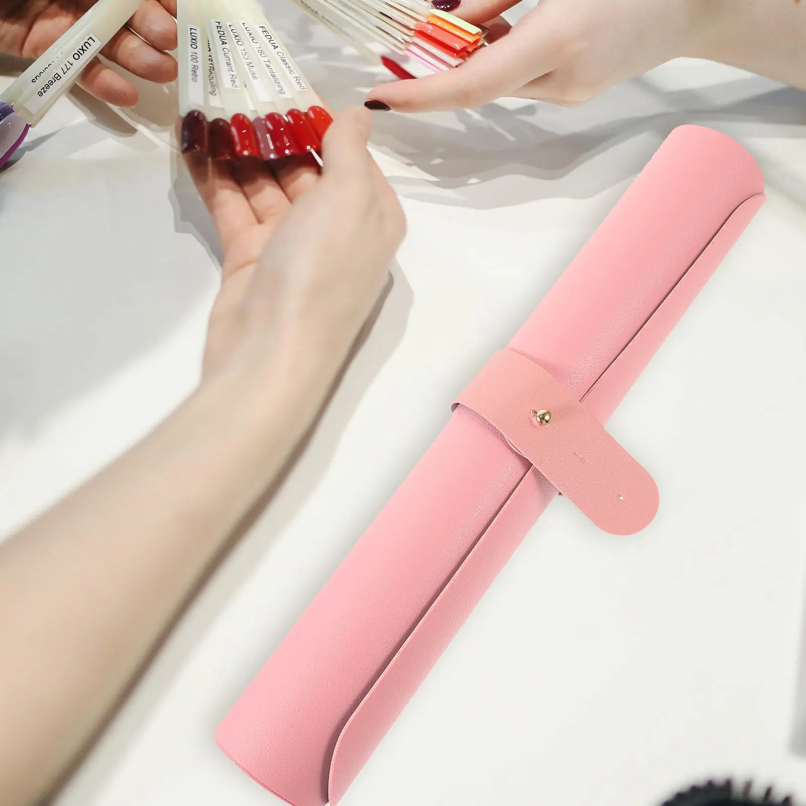 

Nail Table Mat Manicure Pad 70x35cm PU Material Nail Practice Mat Tie Strap Desk Protector Salon Table Pad Manicure Hand Cushion