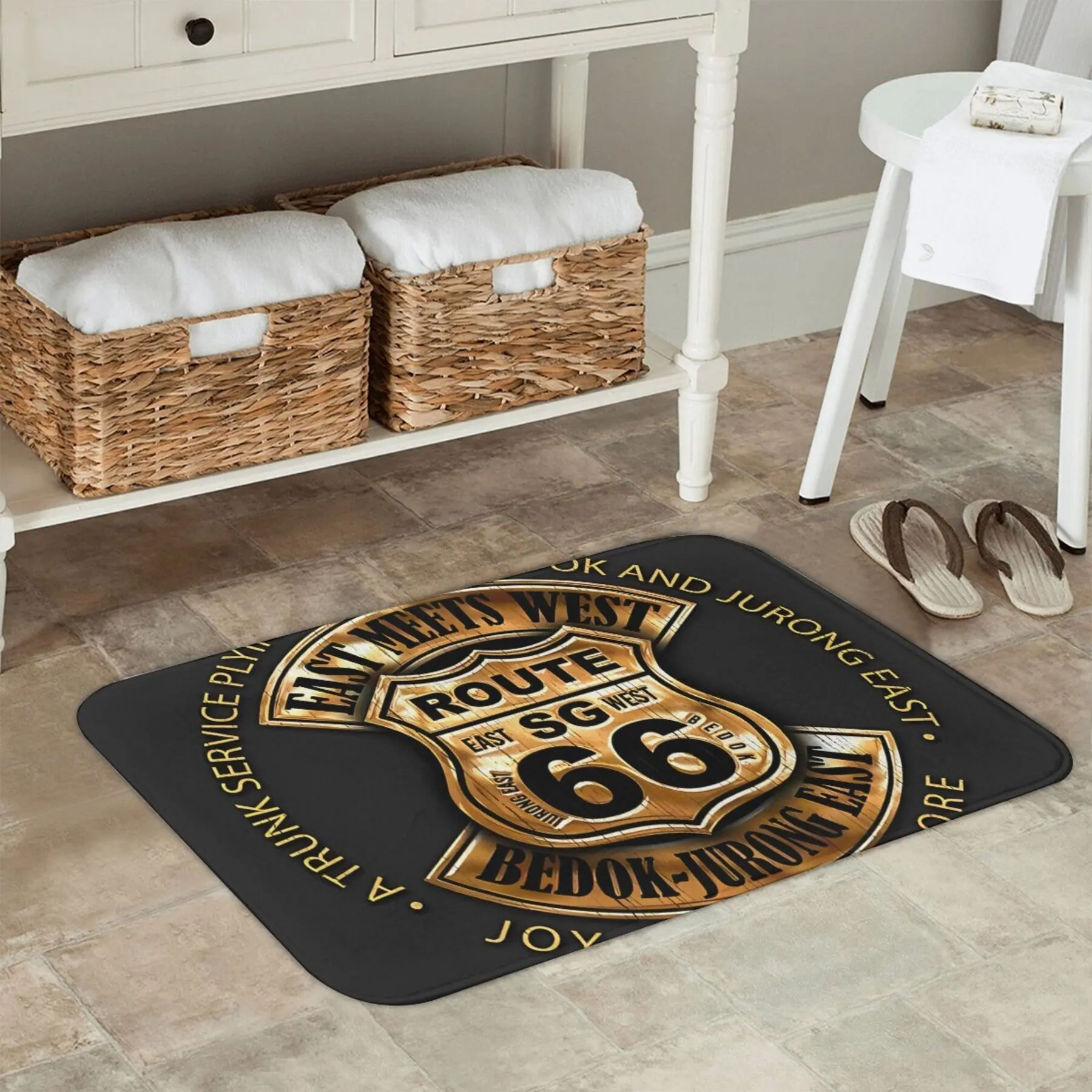 Tropical Singapore East Meets West Bedok Jurong East Route 66 Commemorative Entrance Doormat Floor Mat for Home Door Decor