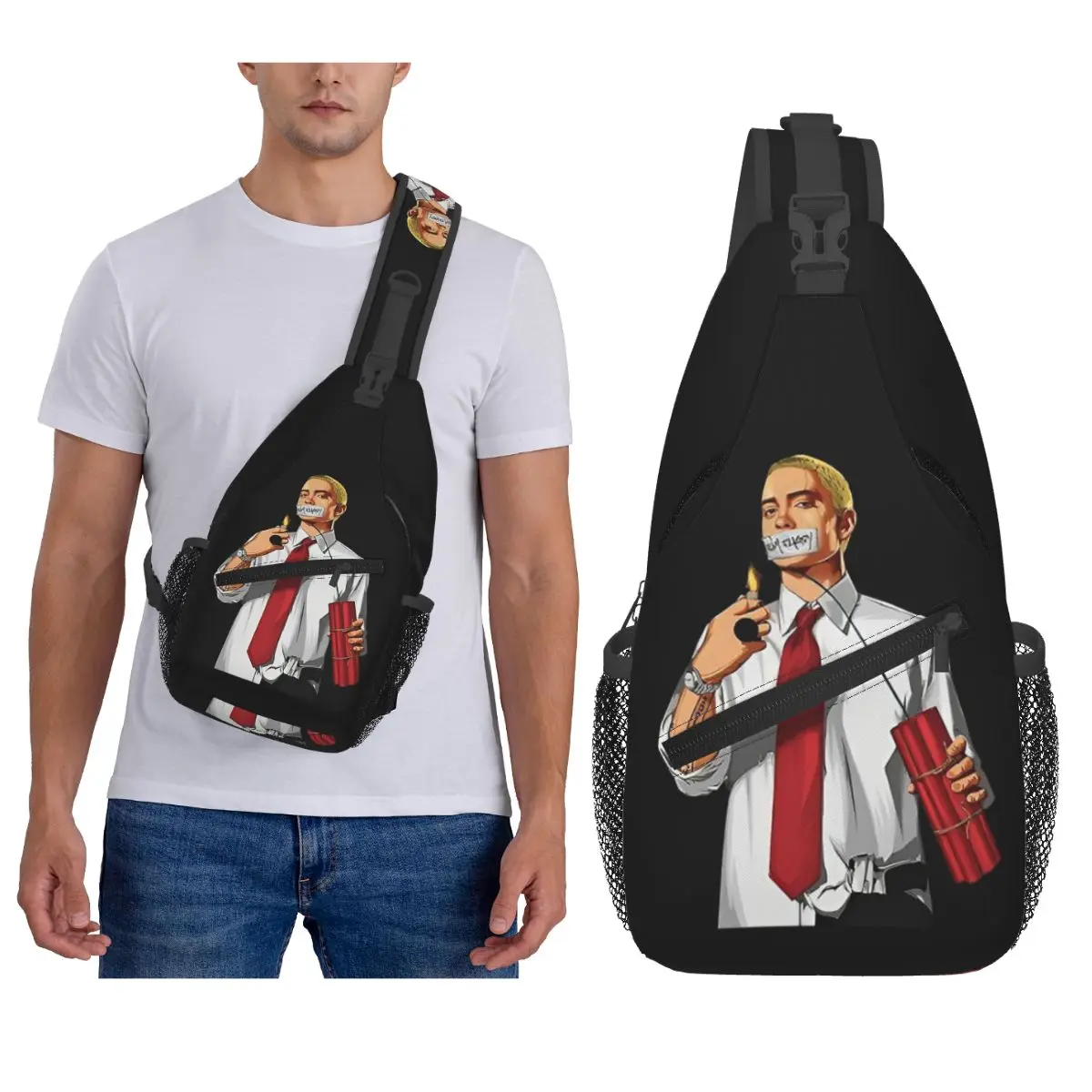 

Eminem Rapper Chest Bag Men Sling Crossbody Backpack Chest Bag Travel Hiking Daypack Shoulder Bag