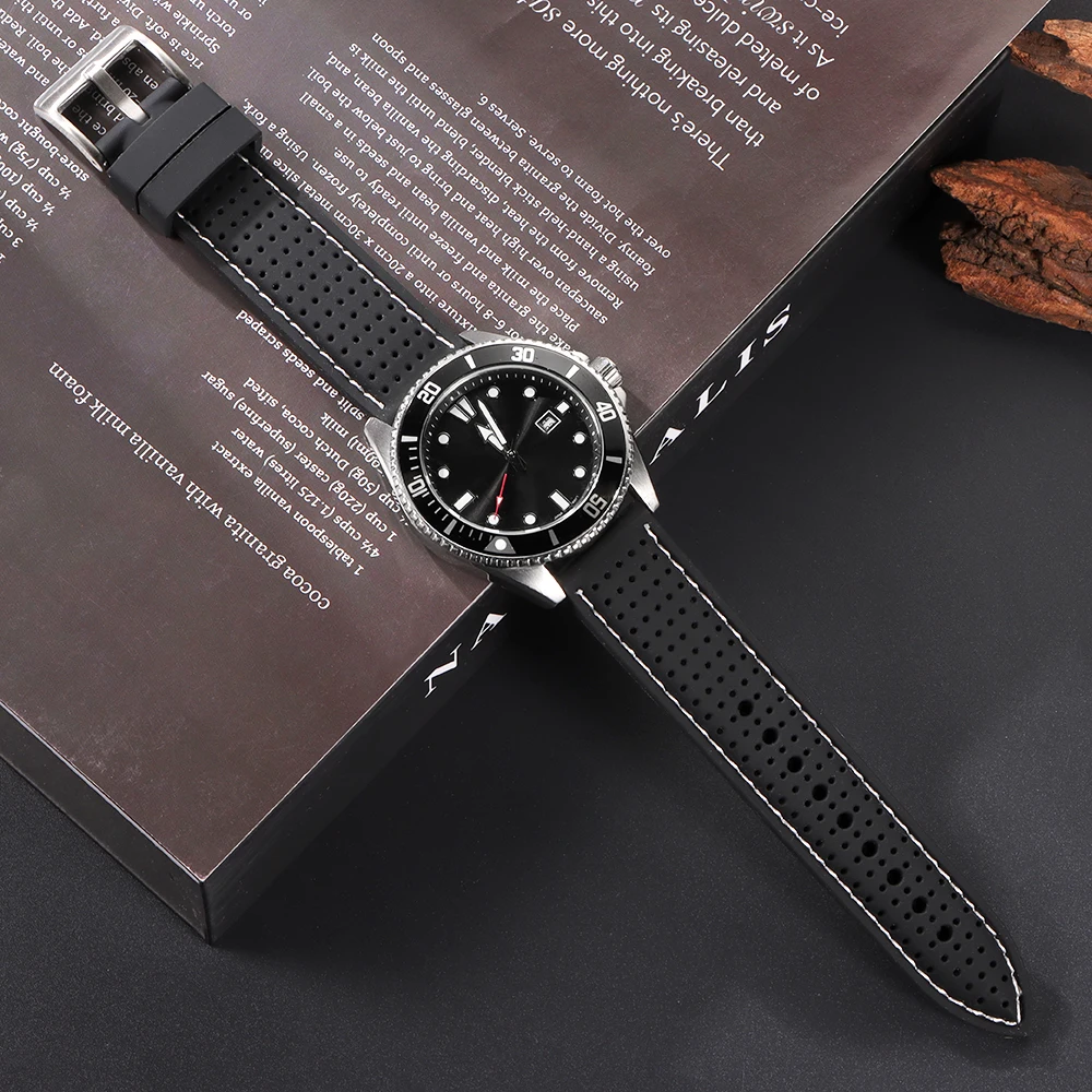 Premium Silicone Watch Band Waterproof Soft Rubber Strap 20mm 22mm 24mm Breathable Watch Strap Replacement for Universal Watch image 5