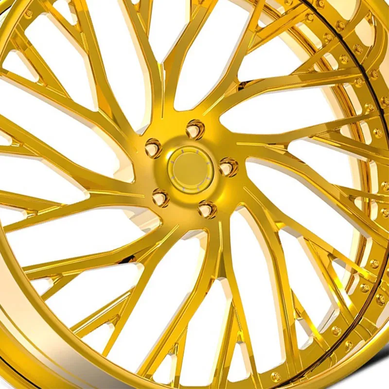 2-piece Deep Lip Dish Forged Wheels 18 19 20 21 22 23 24 26 Inch Custom Design Golden Aluminium Alloy Forged Rims for Jeep