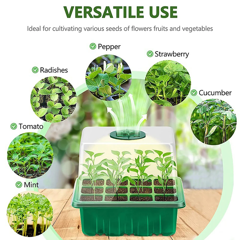 Seed Starter Trays with Grow Light, Seeding Starter Kits with Humidity Domes Cover, Indoor Gardening Plant Germination Trays - view 5